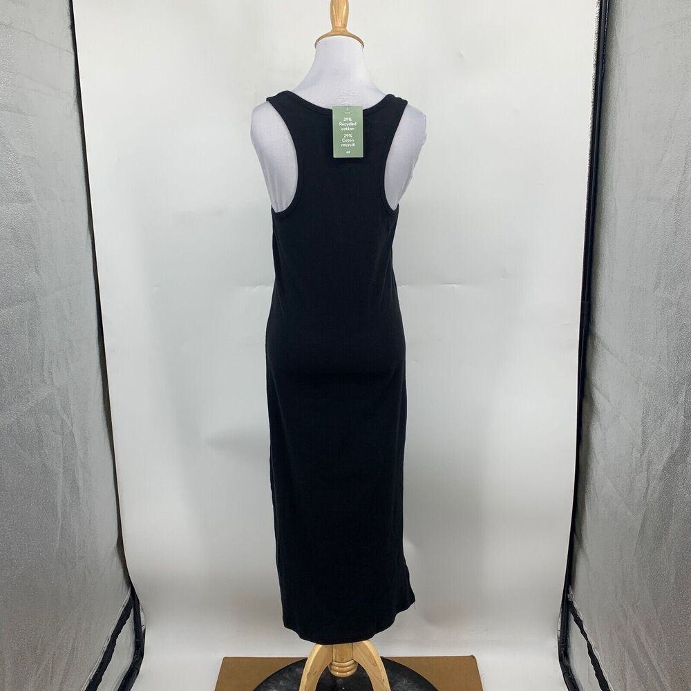 H&M Tank Dress Women S Small Black Ribbed Scoop Neck Racerback Stretch Slit Maxi - Picture 6 of 14